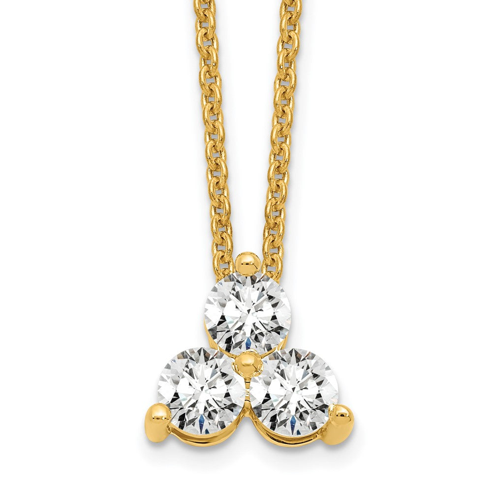True Origin 14K 1/2 carat Lab Grown Diamond VS  D E F Three Stone 18 inch Necklace