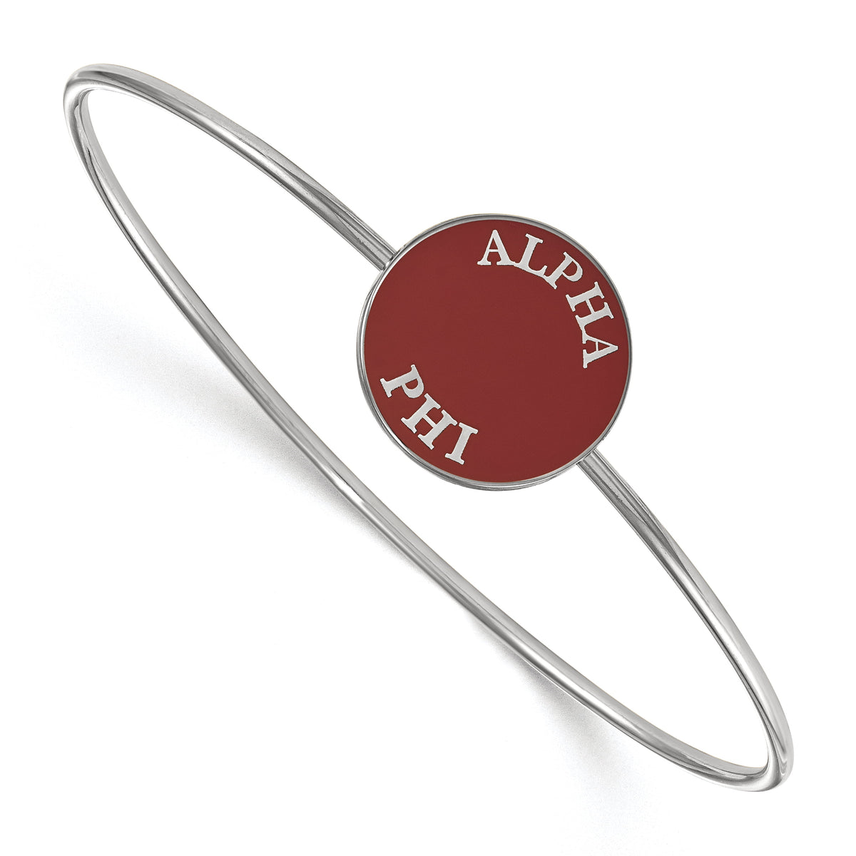 Sterling Silver Official Licensed Greek Sororities 7in Alpha Phi (??) Enameled Slip-on Bangle