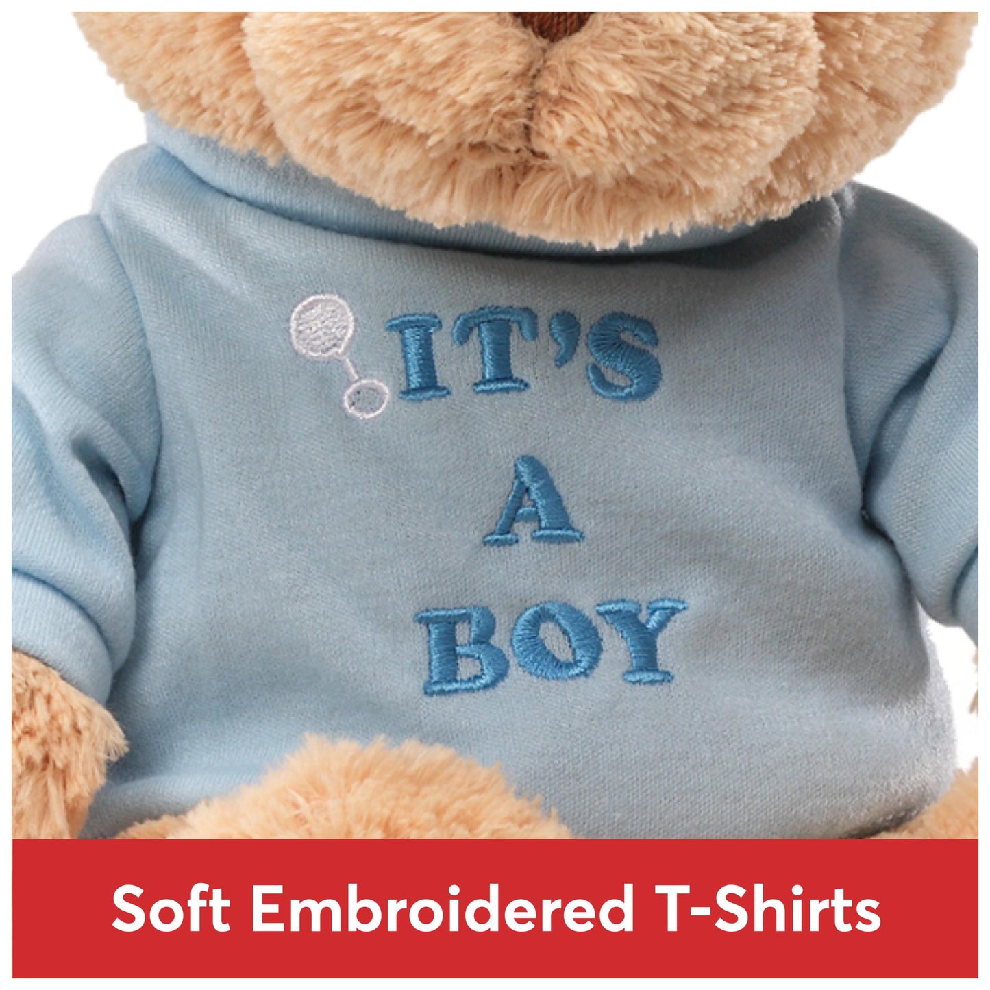 Gund IT'S A BOY Blue T-Shirt Polyester Plush Teddy Bear Q-GM18810