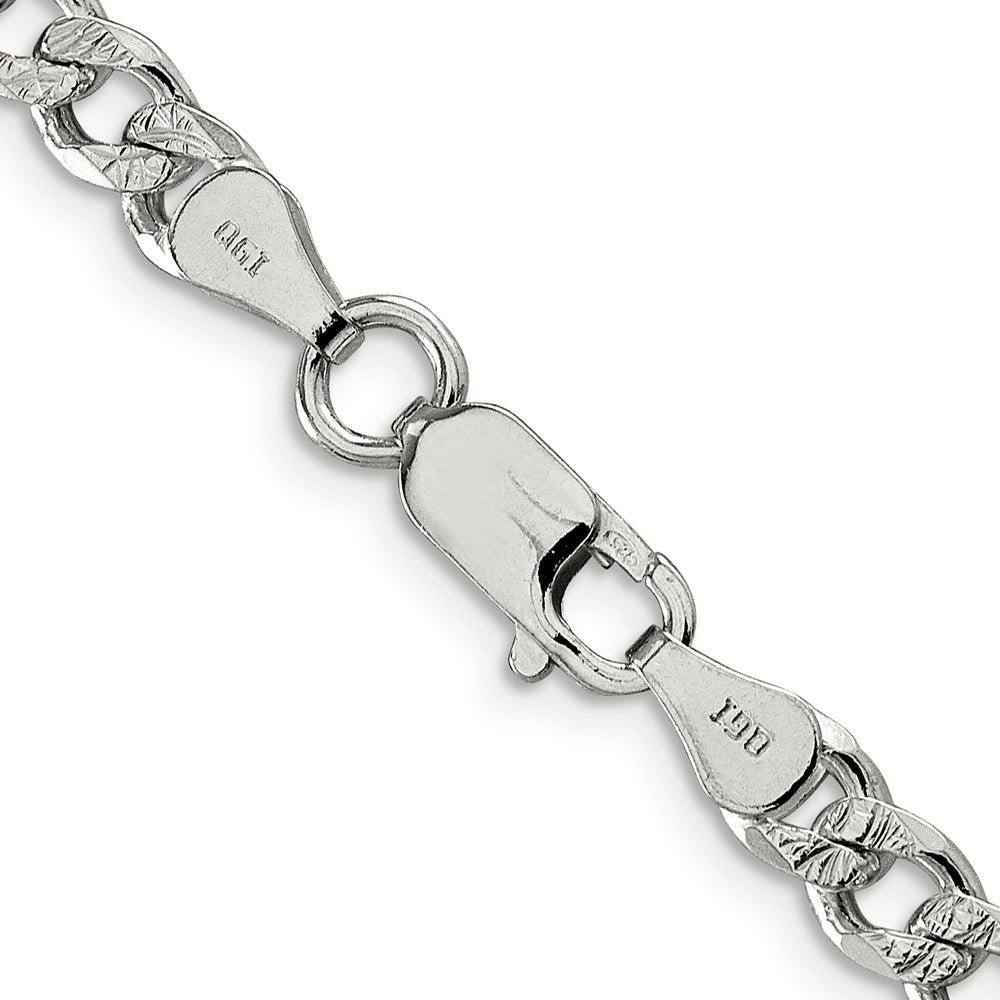 Sterling Silver 5.5mm Pav‚ Curb Chain 18 Inches