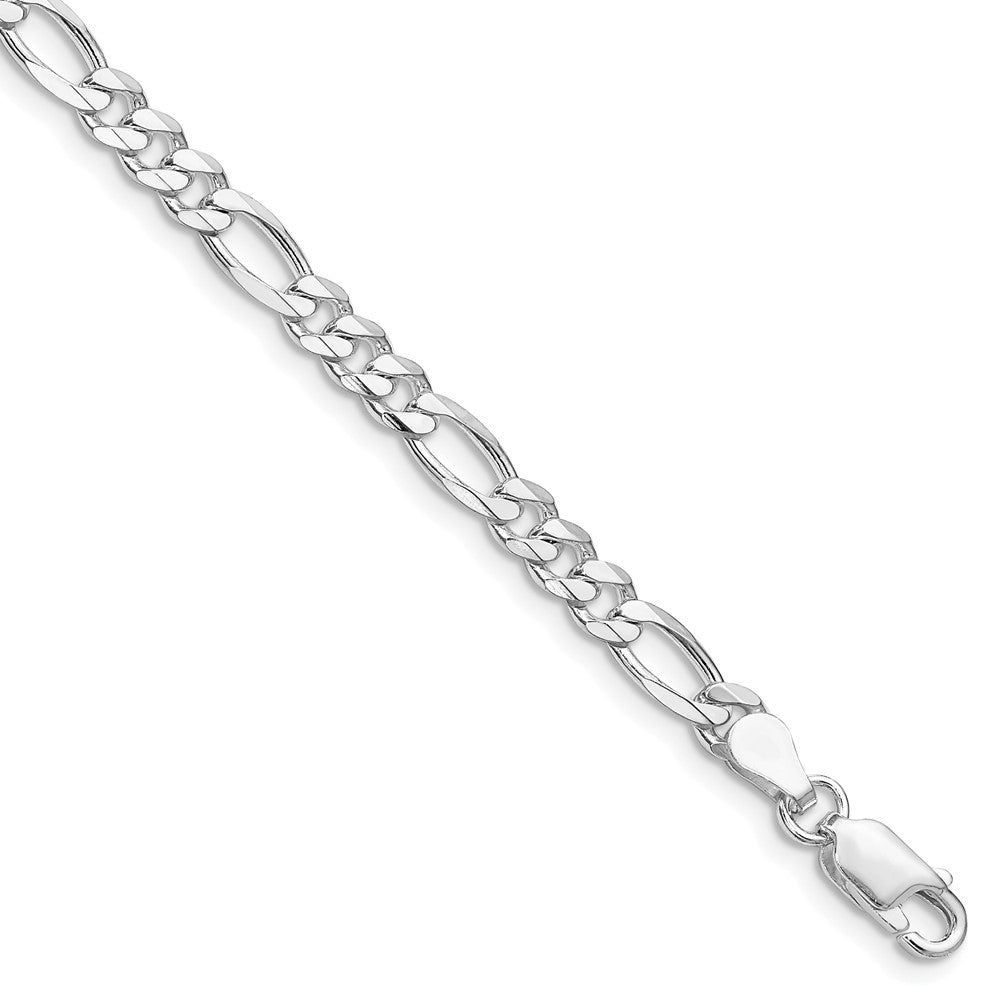 Sterling Silver Rhodium-plated 4.5mm Figaro Chain 8 inches