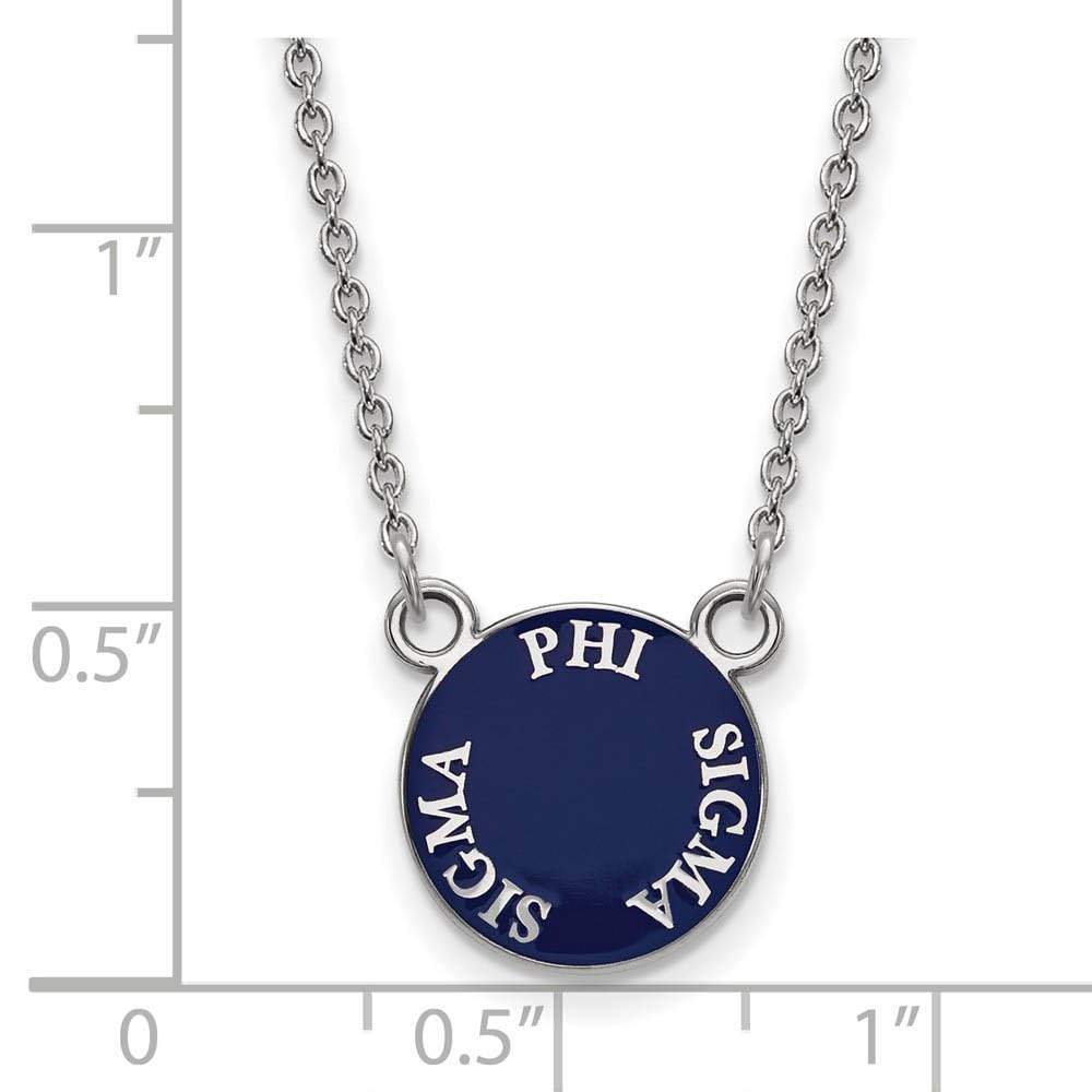 Sterling Silver 18in Official Licensed Greek Sororities Phi Sigma Sigma (???) XS Enamel Pendant w/Necklace