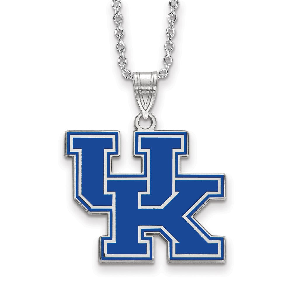Sterling S. Rh-p LogoArt University of Kentucky Large Enamel Necklace