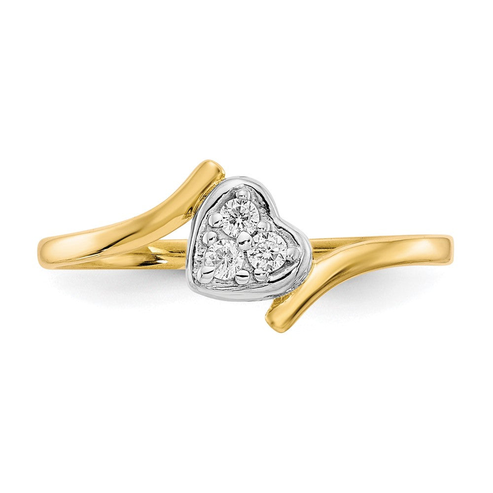 10K w/Rhodium CZ Heart Ring