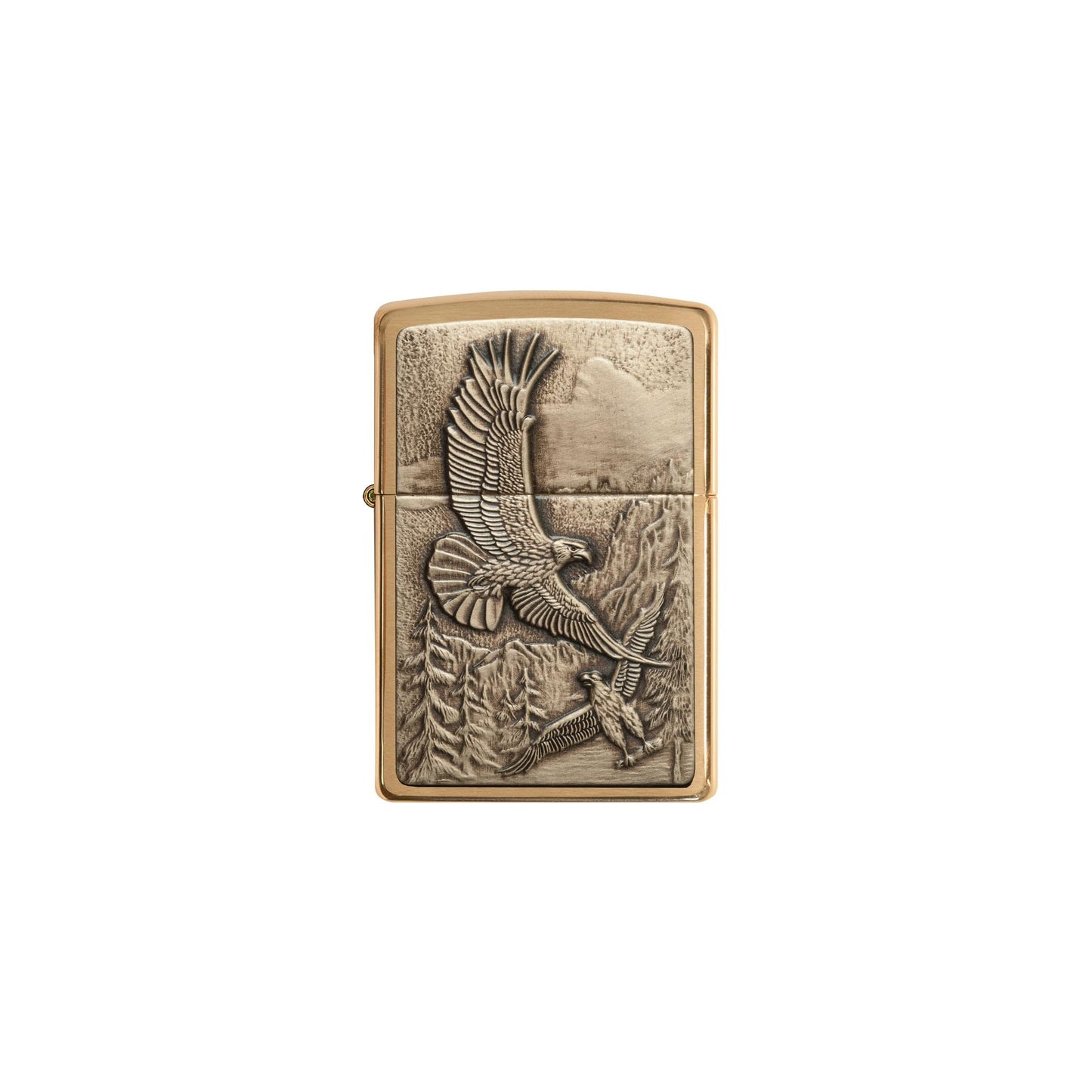 Zippo Brushed Brass Where the Eagle Dare Emblem Pocket Lighter