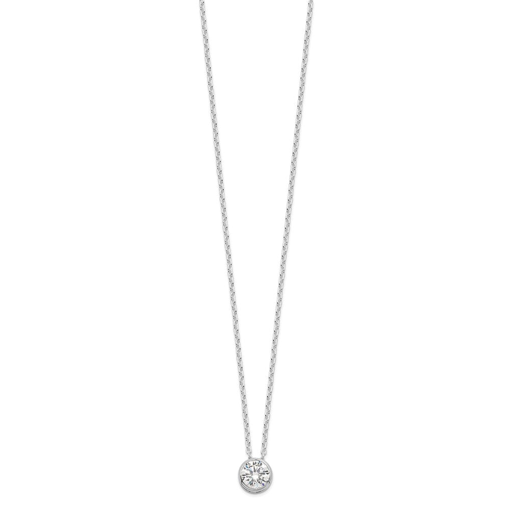 Sterling Silver Rhodium-plated 8mm Bezel CZ Necklace 18 Inches