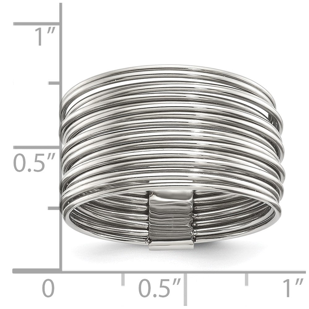 Chisel Stainless Steel Polished Multi-Wire Ring Size - 9