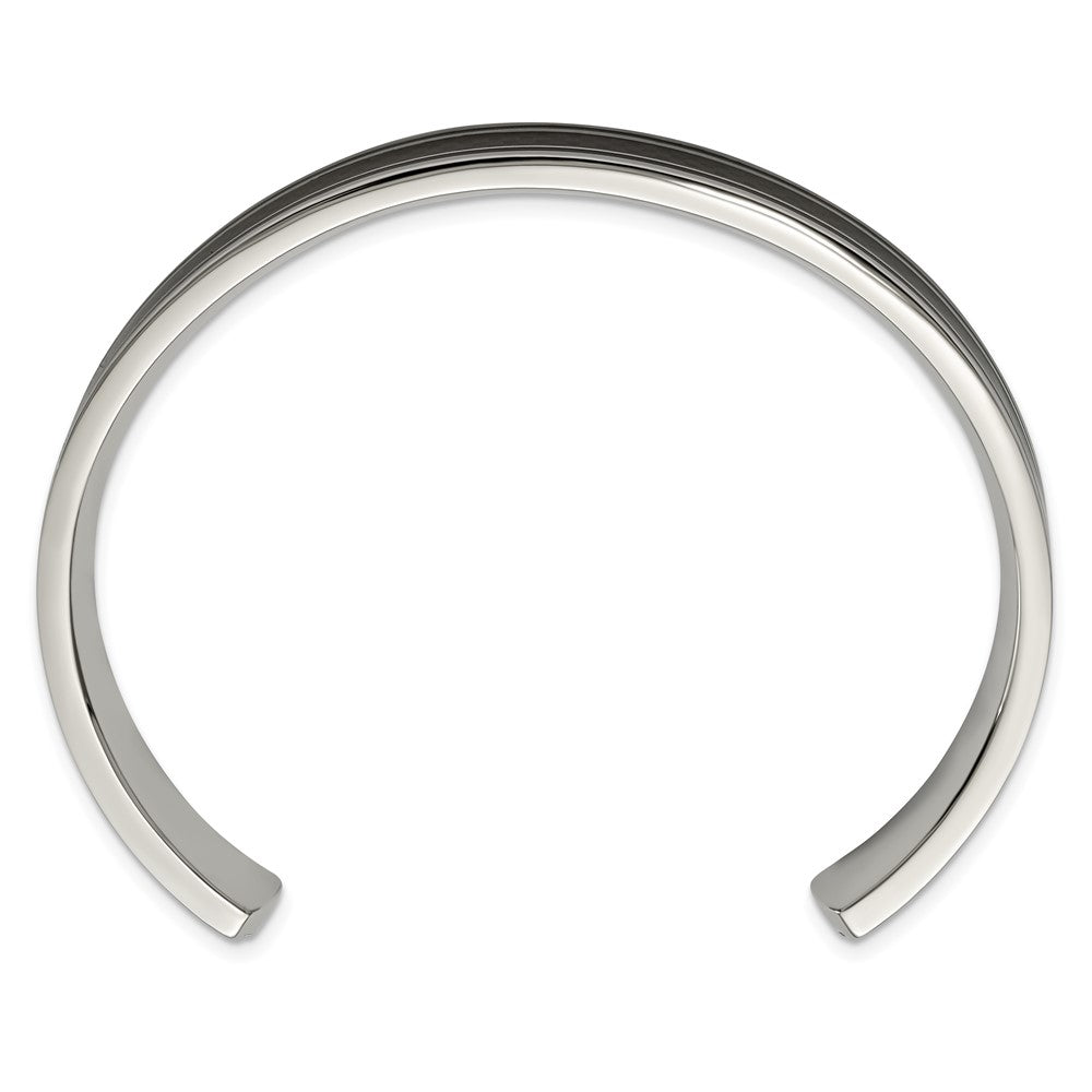 Stainless Steel Polished Black IP-plated w/Black Carbon Fiber Inlay  Bangle 7.25 inches