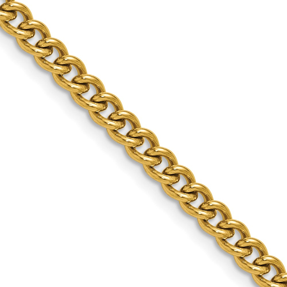 Chisel Stainless Steel Polished Yellow IP-plated 4.5mm 24 inch Round Curb Chain