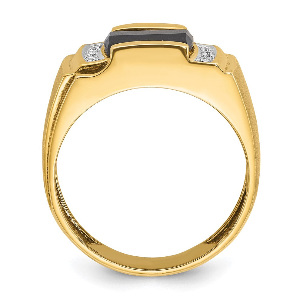 10k IBGoodman Men's Onyx and Diamond Complete Ring