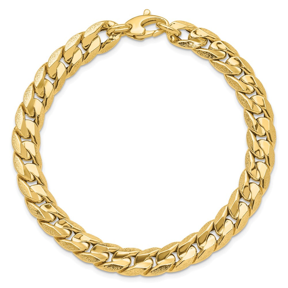 14K Polished and Textured Fancy Curb Men's Bracelet 8.5  inches