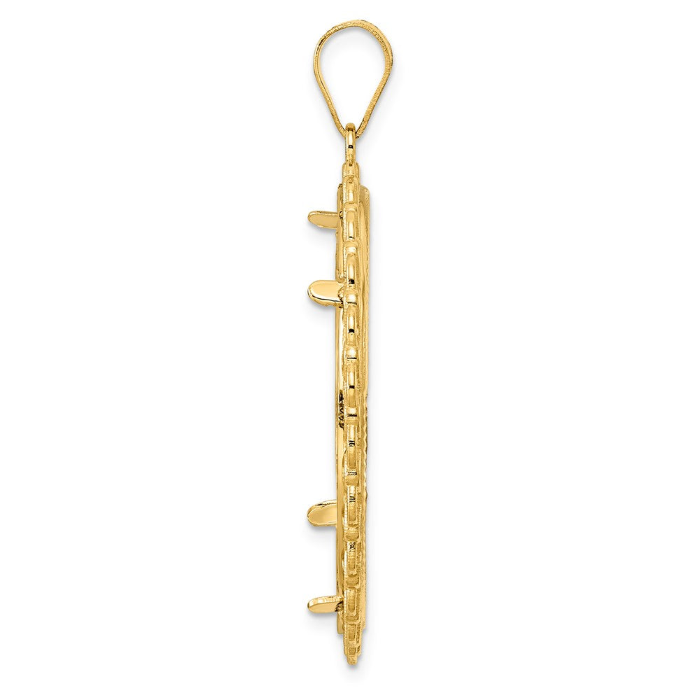 14k Diamond Cut Rainbow with 32.0mm Prong Coin Bezel Pendant