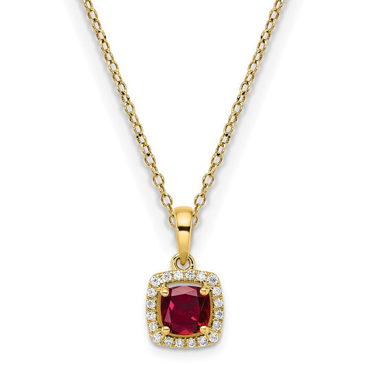 10ky ANT Created Ruby and Diamond Pendant w/ chain