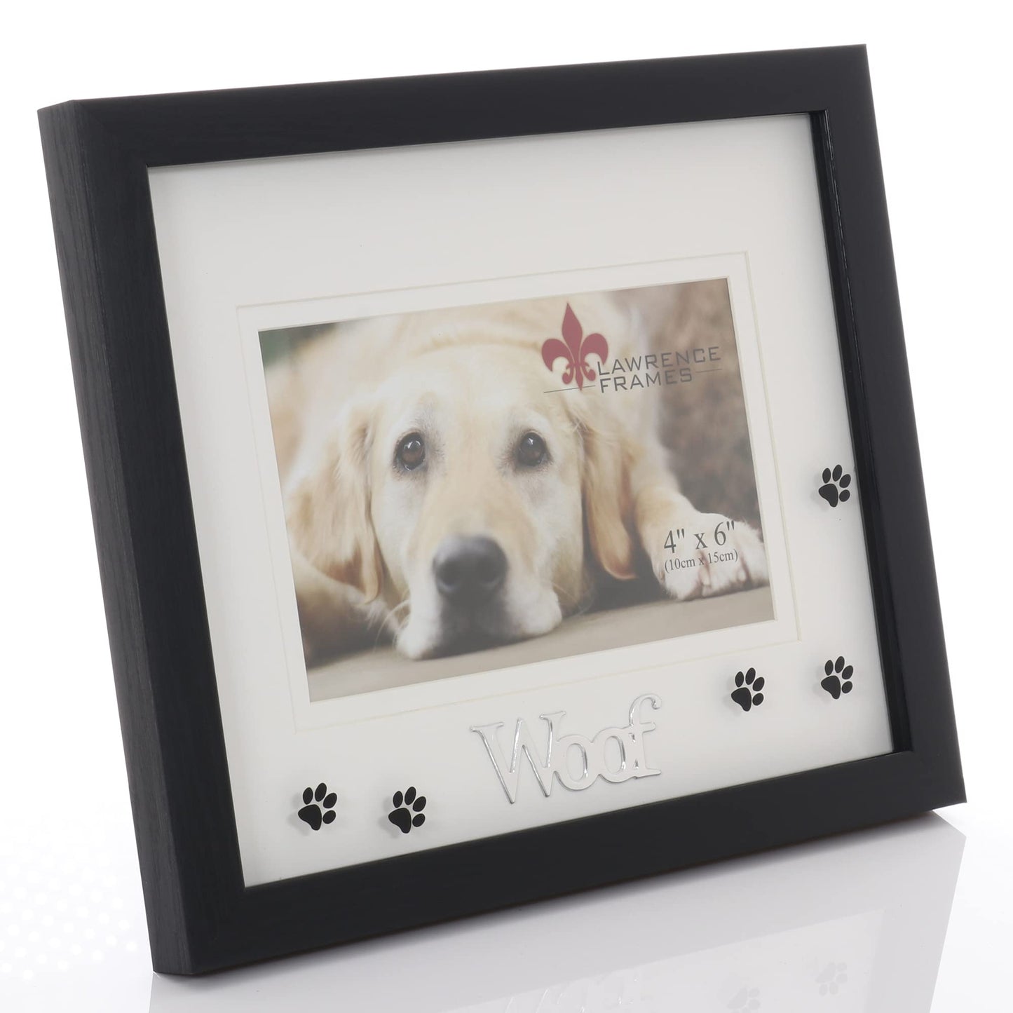 Lawrence Frames Walnut Wood 4x6 Woof Picture Frame - Matted Shadow Box Dog Frame 565564