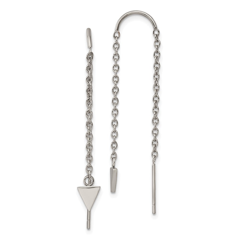 Stainless Steel Polished Triangle Dangle Threader Earrings