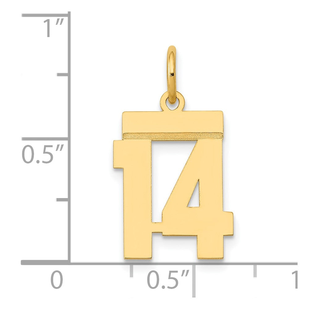 14k Small Polished Number 14 Charm