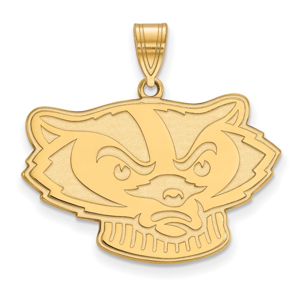 14k Gold LogoArt University of Wisconsin Badger Large Pendant Q4Y061UWI