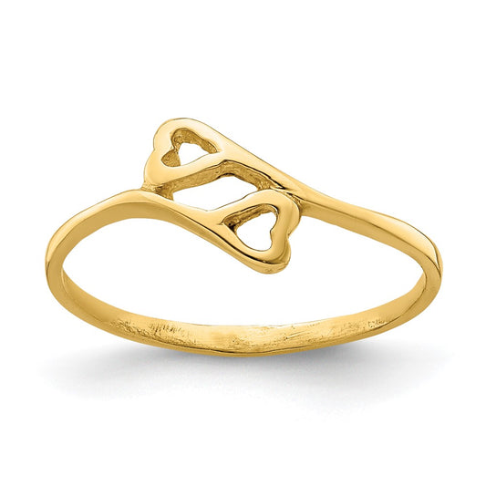 14k Double Heart Baby Ring Size 3