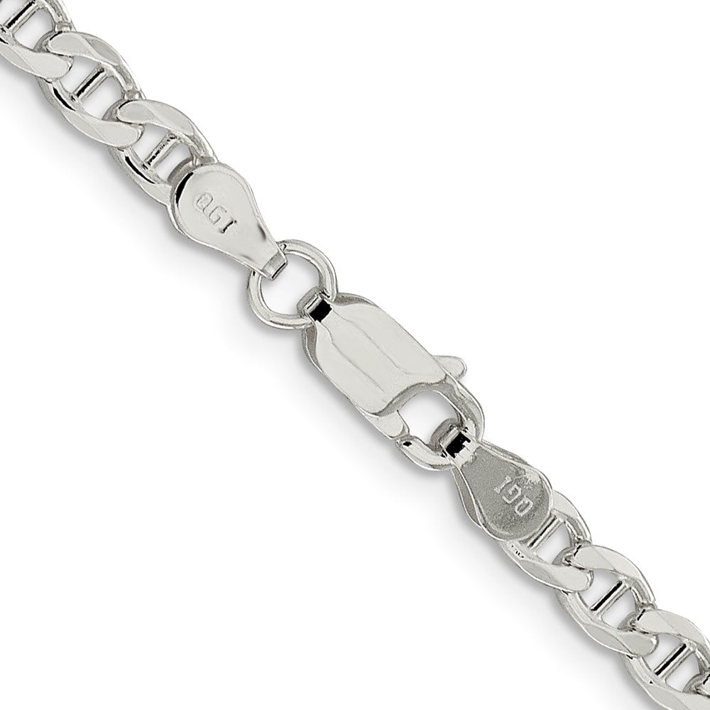 Sterling Silver 4.0mm D/C Flat Anchor Curb Chain 18 Inches