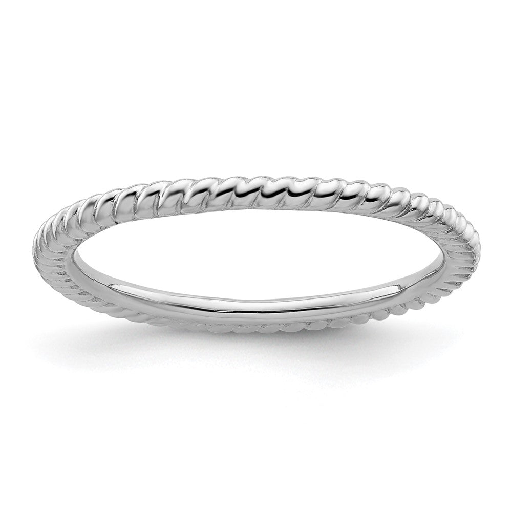 Sterling Silver Stackable Expressions Rhodium Twisted Ring Size -9