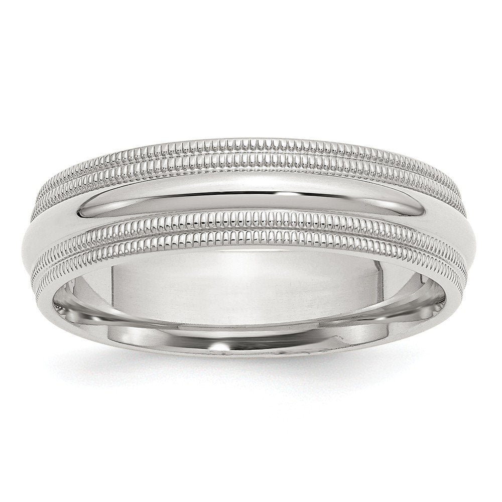 925 Sterling Silver Polished 6mm Comfort-Fit Double Milgrain Size 5.5 Band Ring Ring for Women and Men