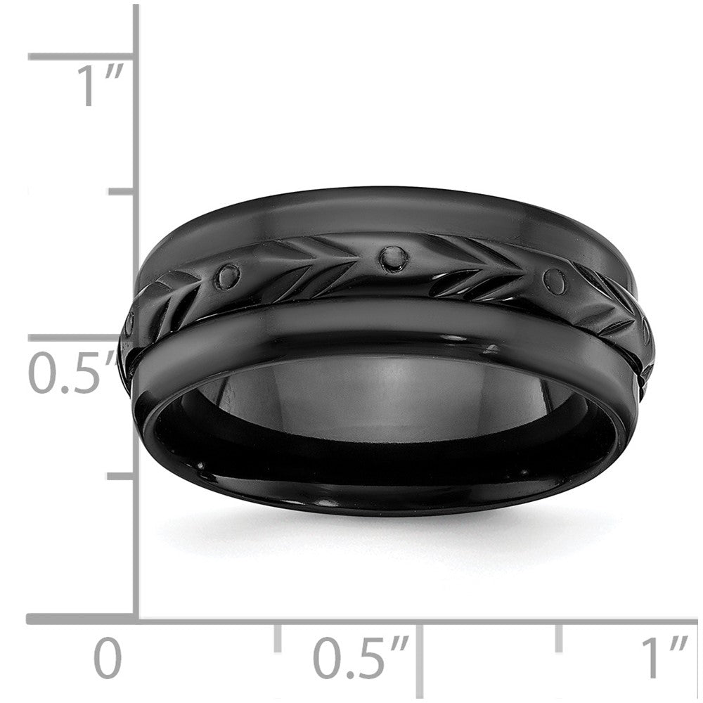 Black Zirconium Polished 8mm Band Size - 11.5
