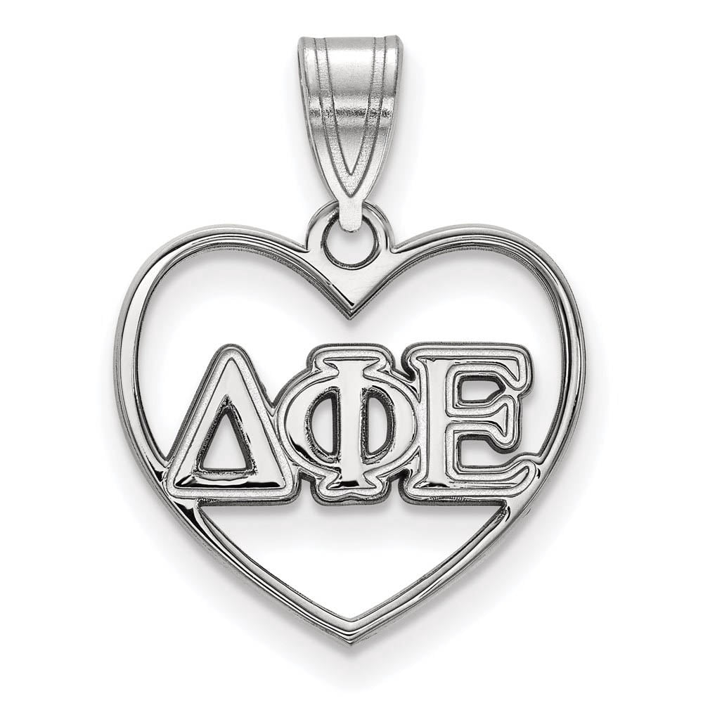 Sterling Silver Official Licensed Greek Sororities Delta Phi Epsilon (???) Heart Pendant