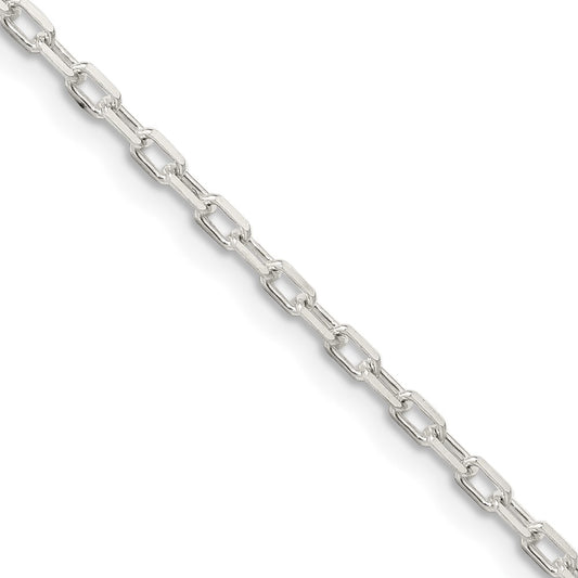Sterling Silver 2.2mm Diamond-cut Long Link Cable Chain 22 Inches