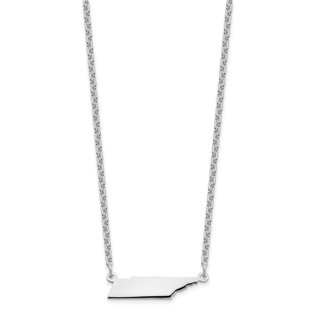 Sterling Silver/Rhodium-plated Tennessee State Necklace