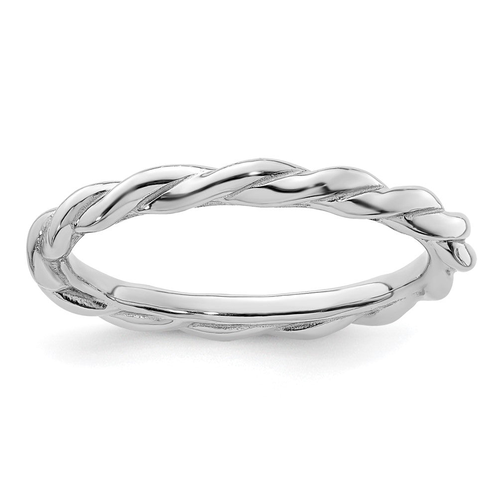 Sterling Silver Stackable Expressions Rhodium Twist Ring Size -9