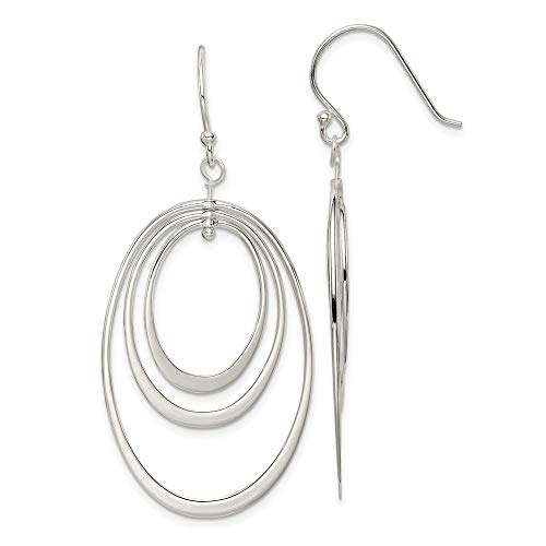Sterling Silver Polished Triple Oval Dangle Earrings