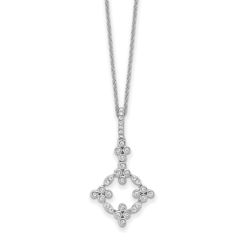 True Origin 14k White Gold 1/4 carat Lab Grown Diamond VS DEF 18 inch Bloom Floral Pendant Necklace