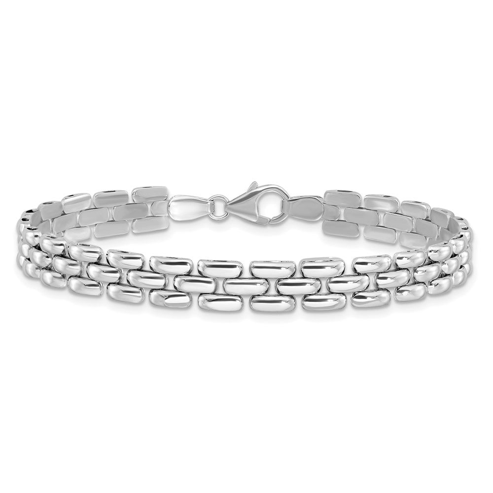 Sterling Silver Rhodium-plated Polished Fancy Link Bracelet 7.5  inches