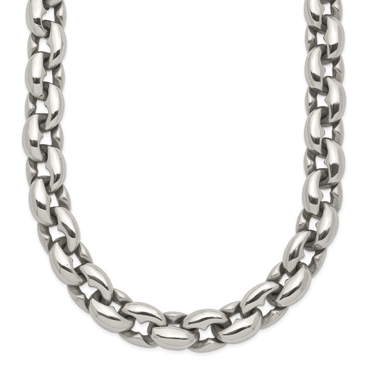 Stainless Steel Polished Oval Link 24in Necklace