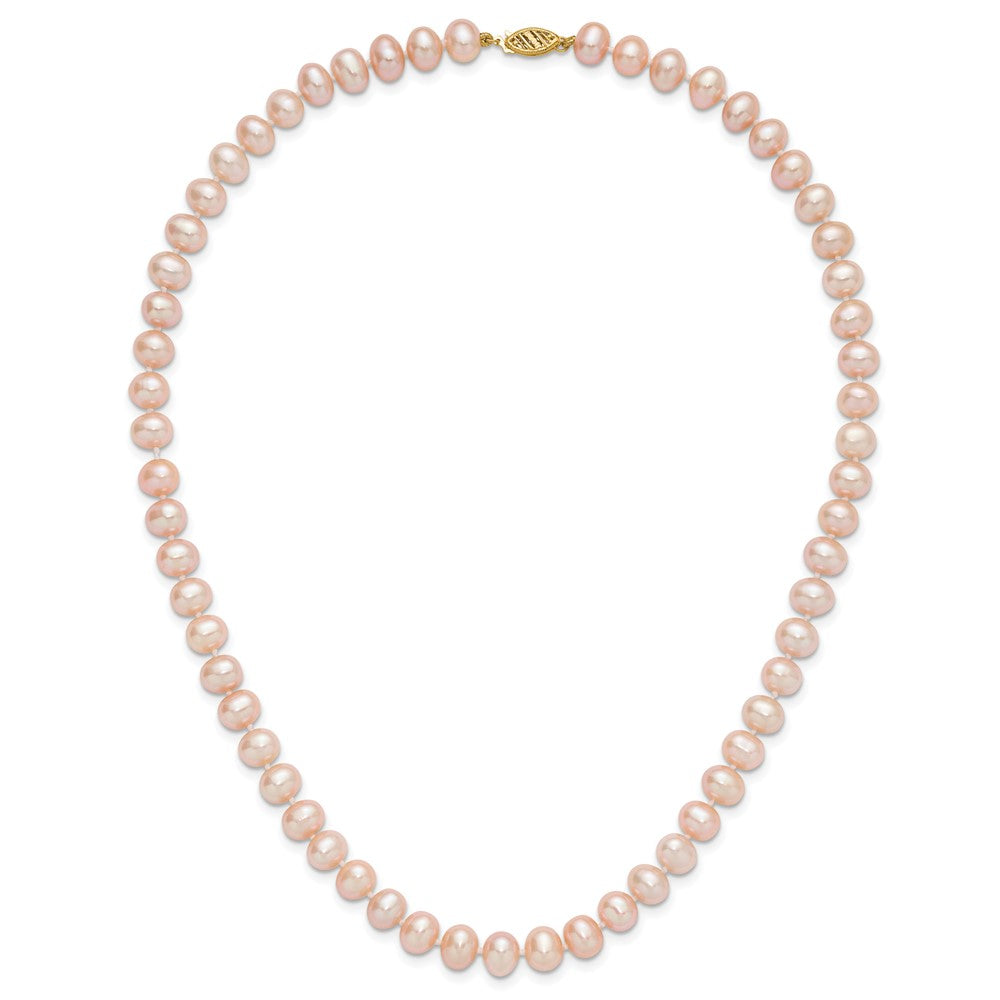 14k 7-8mm Pink Near-Round Freshwater Cultured Pearl 18 inch Necklace