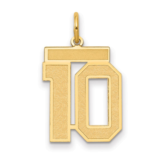 14k Medium Satin Number 10 Charm
