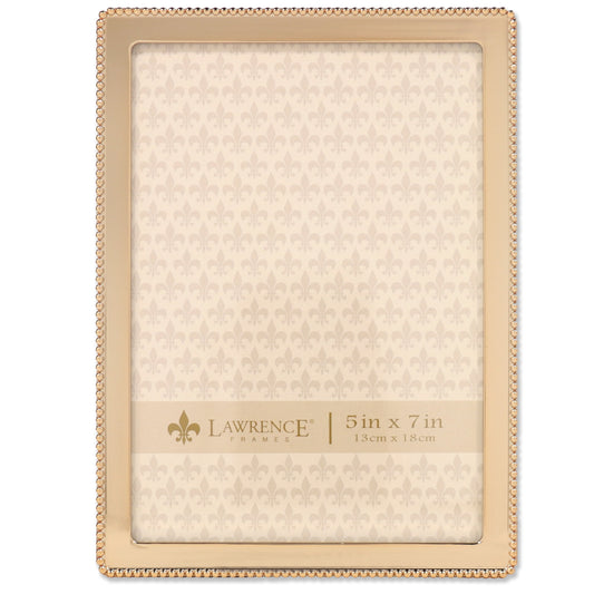 Lawrence Frames Classic Bead 5x7 Gold Metal Picture Frame