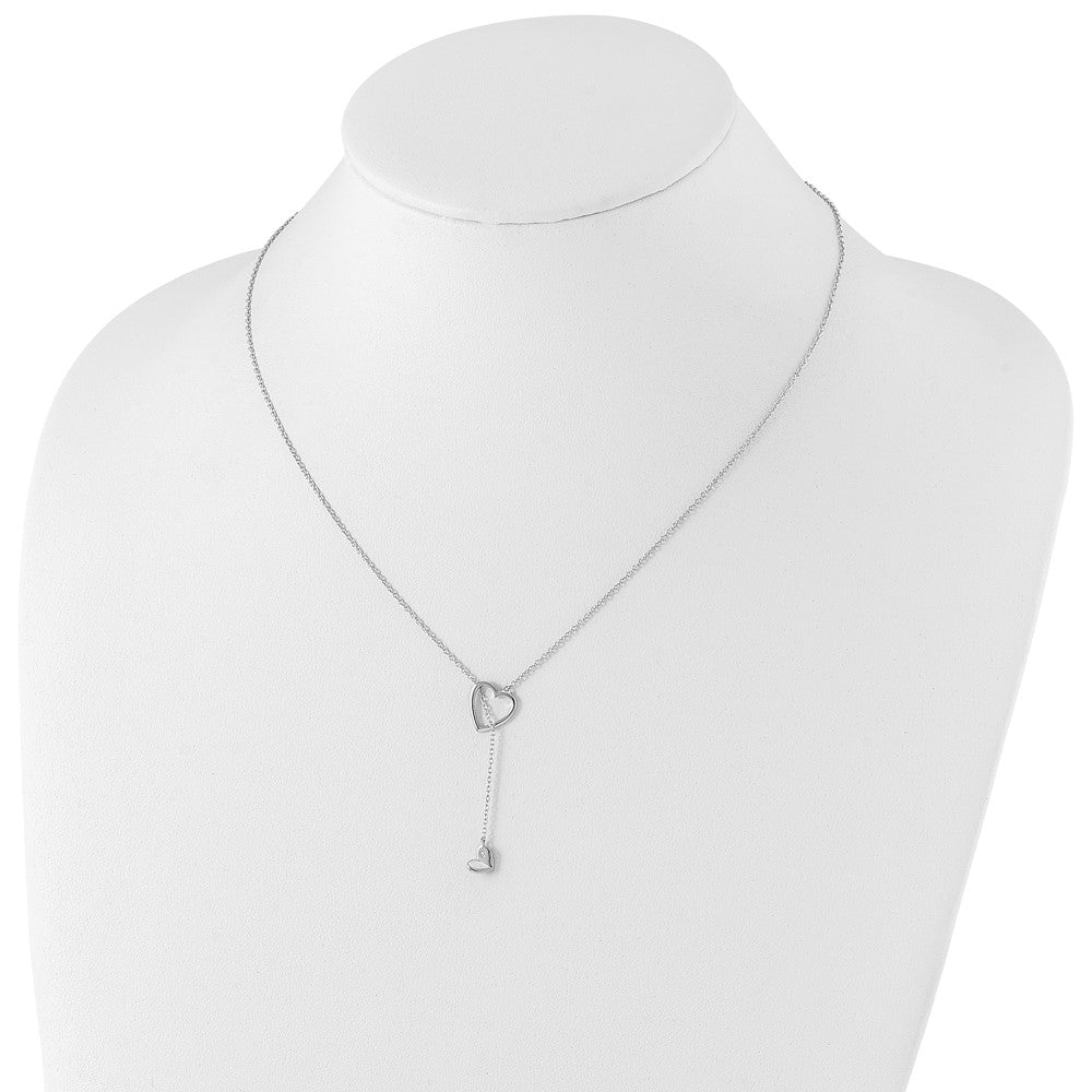 White Ice Sterling Silver Rhodium-plated 18 Inch Diamond Heart Necklace 18 Inches