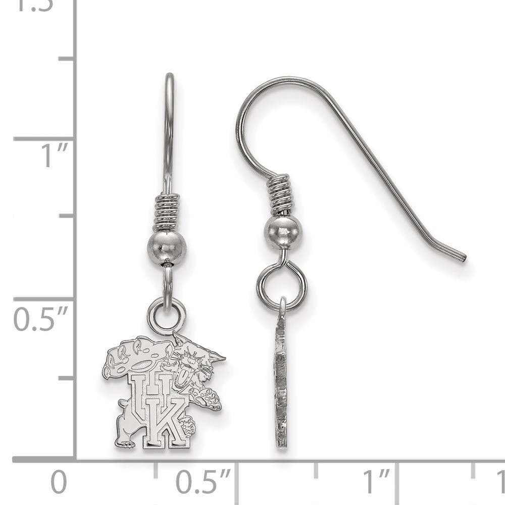 Sterling Silver Rhodium-plated LogoArt University of Kentucky U-K Wildcat Extra Small Dangle Wire Earrings QSS048UK