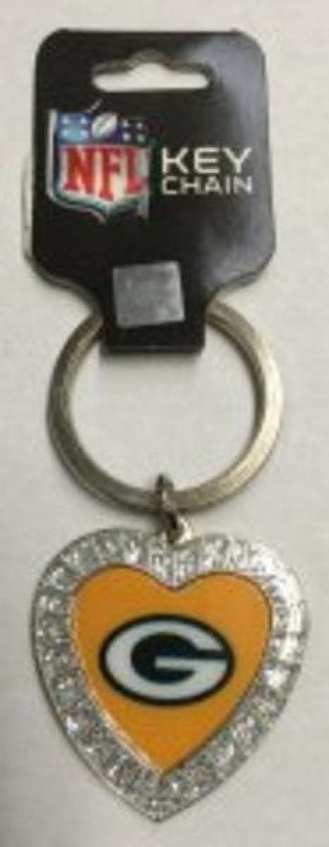 Rico Industries Green Bay Packers Bling Rhinestone Heart Keychain