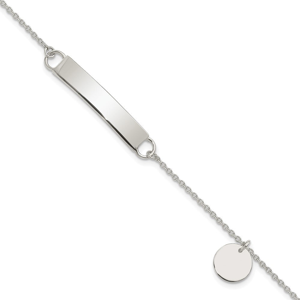Sterling Silver Polished 7.5 inch Curb Link ID Bracelet W/Sliding Accent 7.5 inches