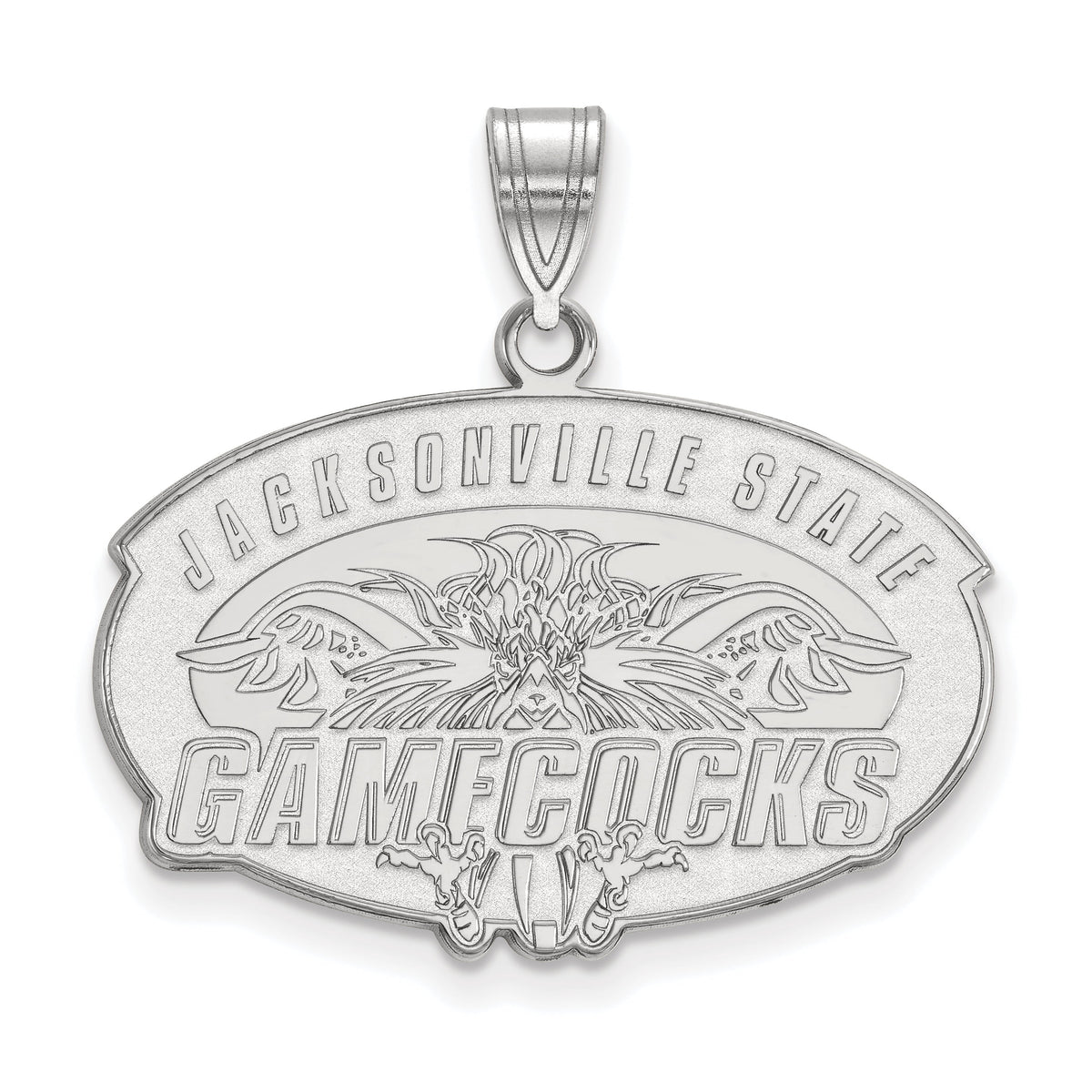 Sterling Silver Official Licensed Collegiate Jacksonville State University (JSU) Large Pendant