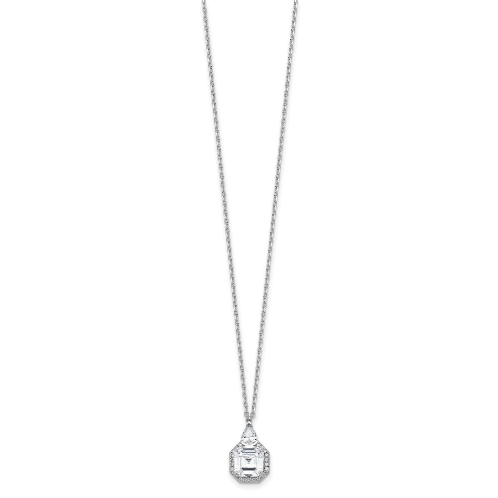 Sterling Shimmer Sterling Silver Rhodium-plated CZ 25 Stone 16 inch with 2 inch extender Teardrop Necklace 16 Inches