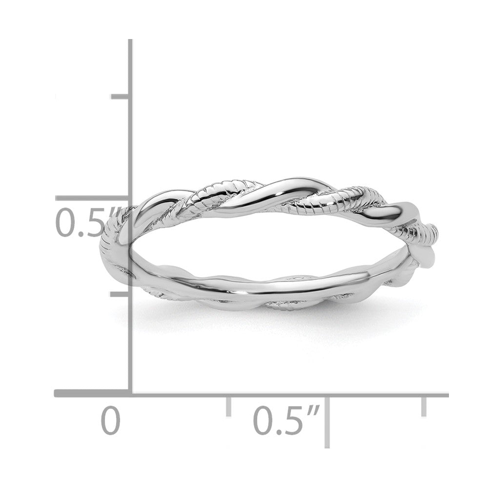 Sterling Silver Stackable Expressions Rhodium-plated Twist Ring Size -5