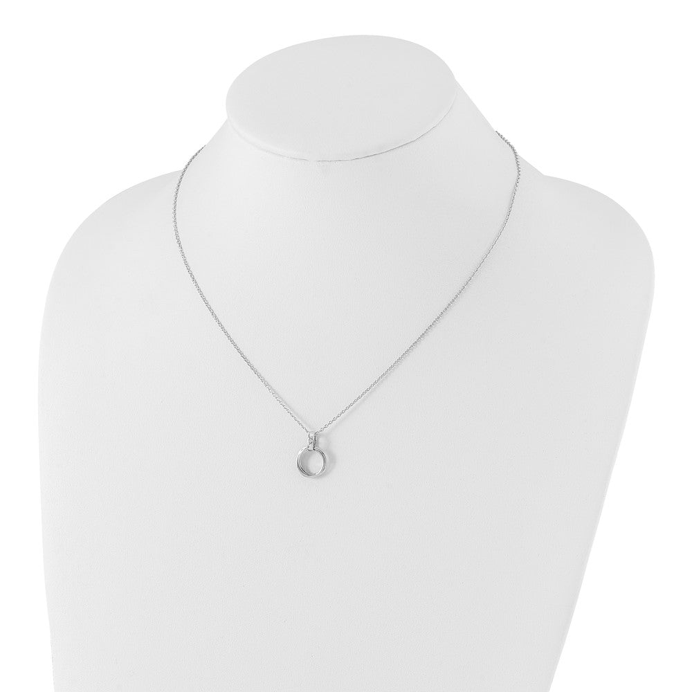 White Ice Sterling Silver Rhodium-plated 18 Inch Diamond Three Ring Necklace with 2 Inch Extender 18 Inches