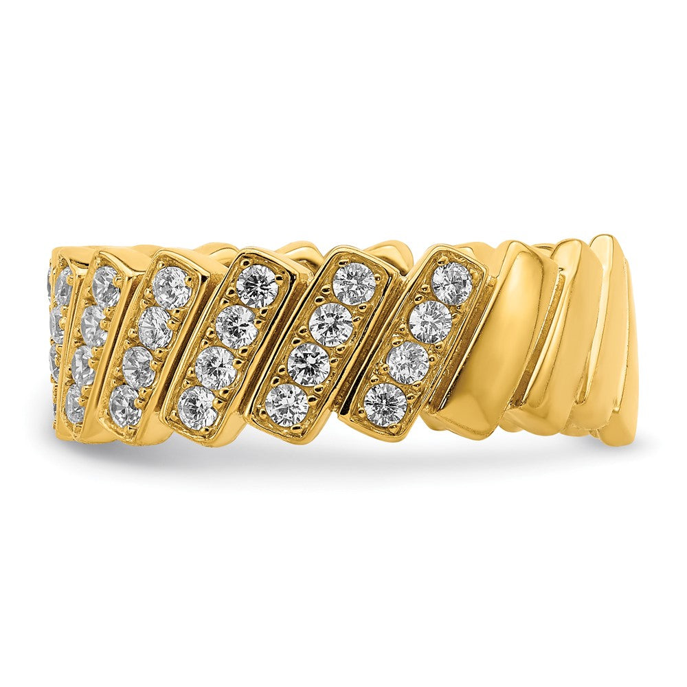 Sterling Silver Gold-tone Slanted CZ Band