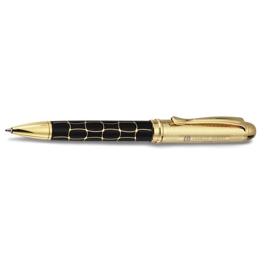 Charles-Hubert Black Croco Enameled Gold-tone Ballpoint Pen Q-GM13665