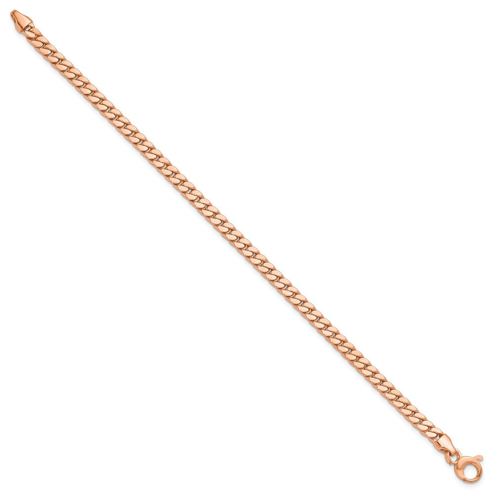 14K Rose Gold Polished Fancy Curb Link Bracelet 7.75  inches
