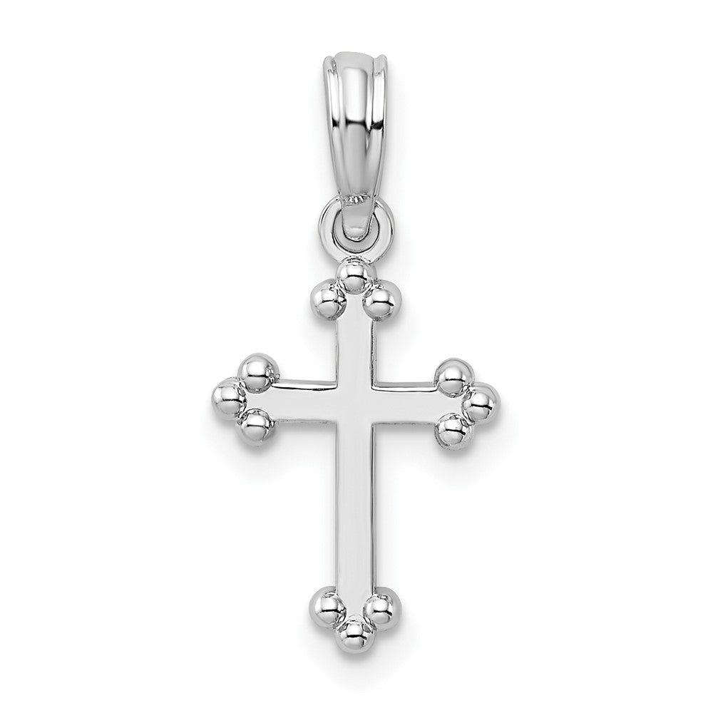 De-Ani Sterling Silver Rhodium-Plated Polished Budded Cross Small Pendant