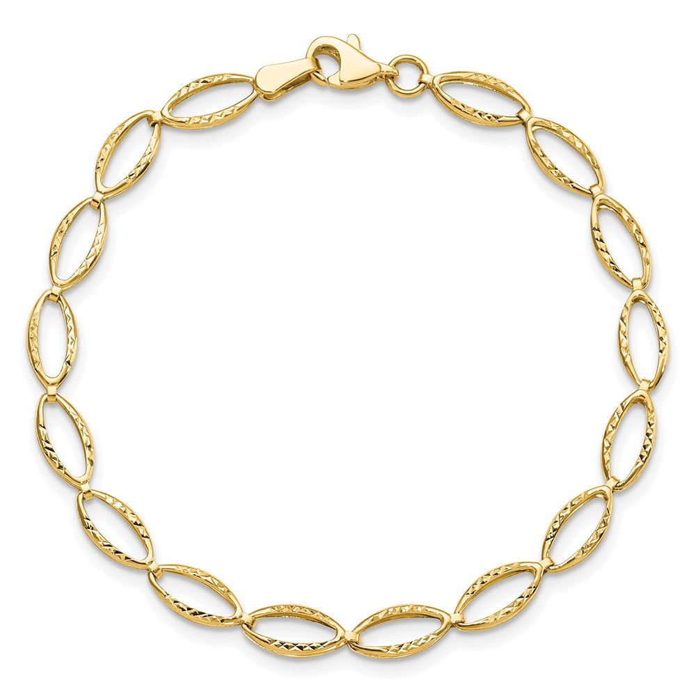 14K Polished and D/C Bracelet 7  inches